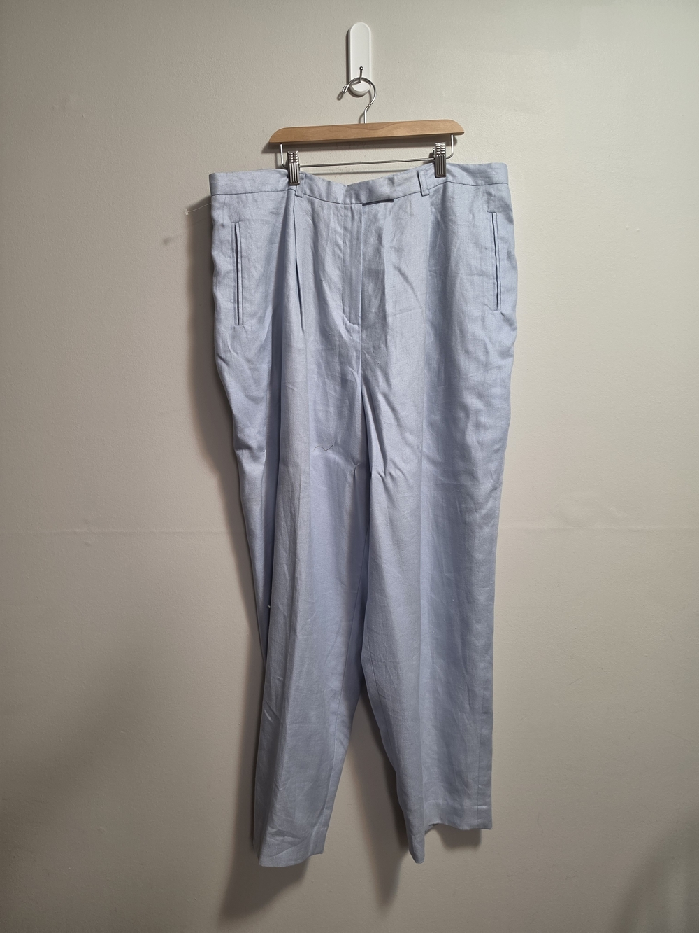 Light Blue High Waisted Tailored Dress Linen 100% Pants